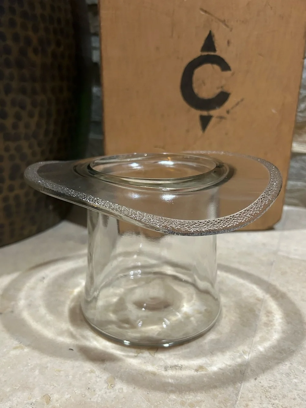 vintage Blenko Clear Glass Too Hat Vase